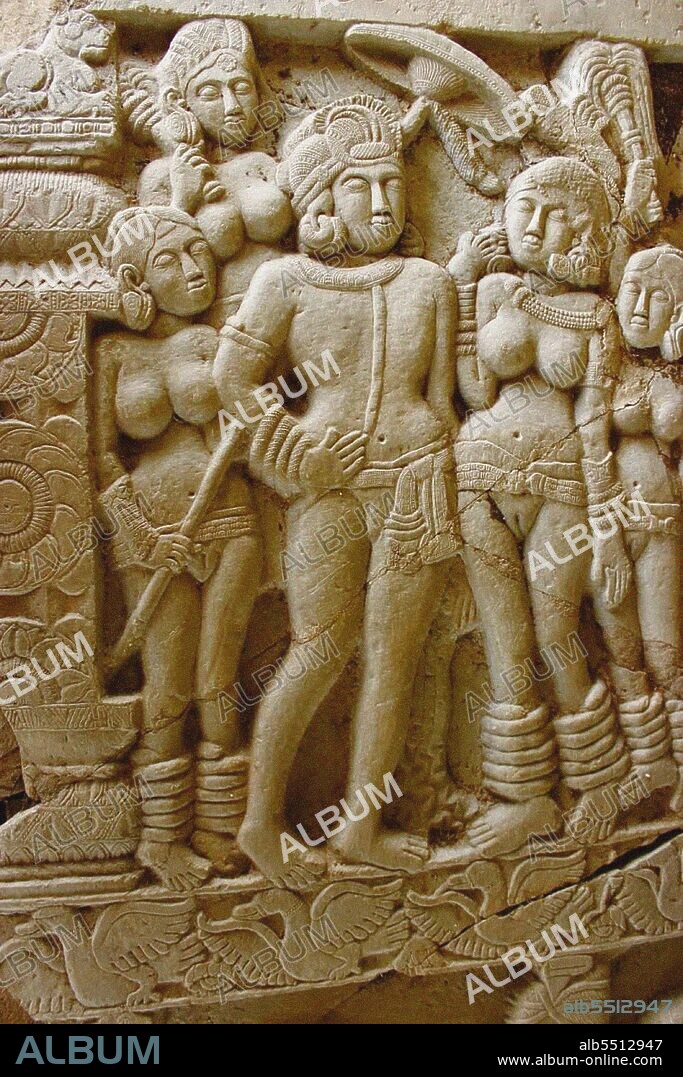 INDIAN ART. Ashoka with his Queen.