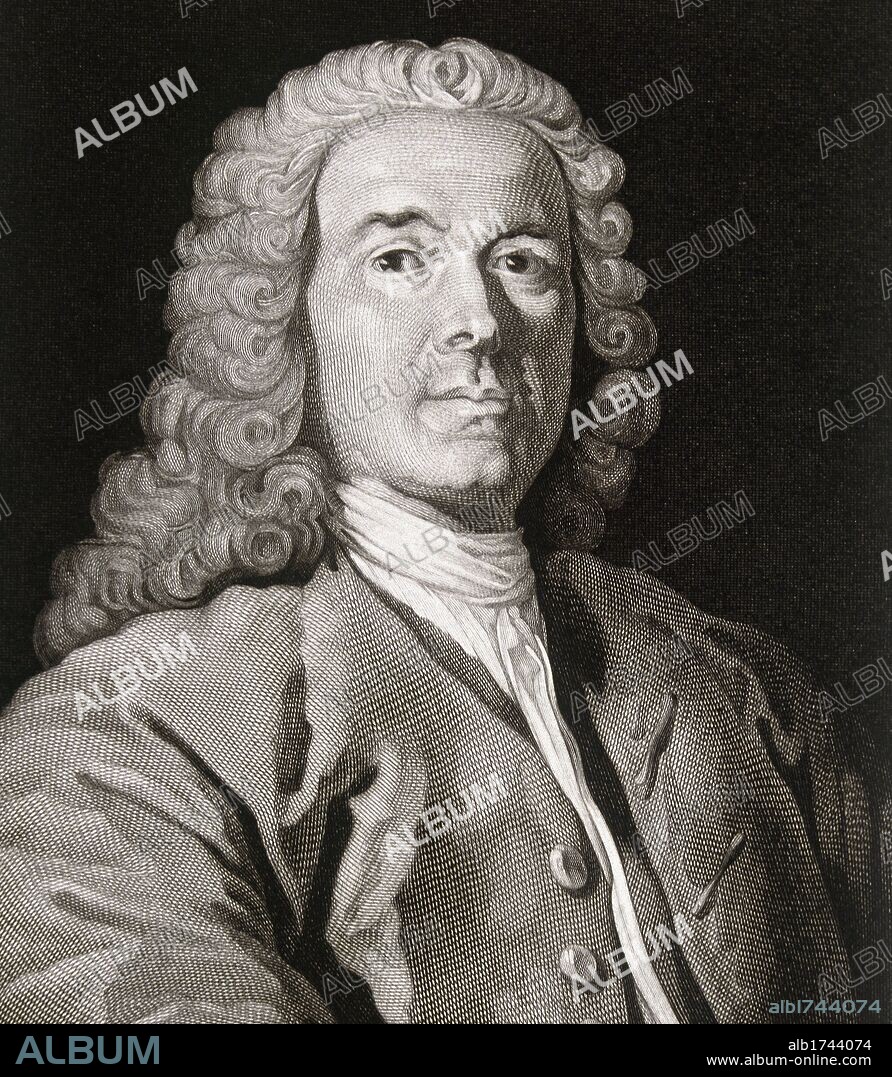 ARTE S. XVIII. ESPAÑA. PALOMINO, Juan Bernabé (Córdoba,1692-1777). Pintor español. Grabado realizado por Barco, a partir de un cuadro de Antonio GONZALEZ RUIZ. Museo de Bellas Artes de San Fernando. Madrid. España.