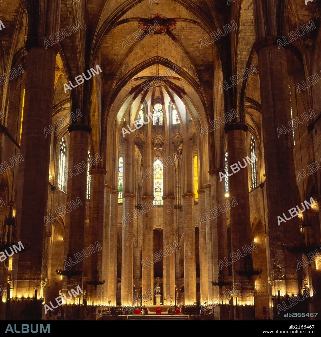 BERENGUER DE MONTAGUT. Interior of the Cathedral "Santa María del Mar", Barcelona, 14th.