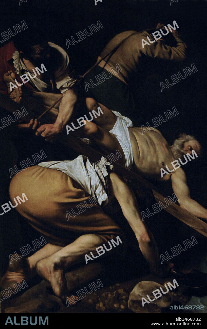 Caravaggio (1571-1610). Italian painter. The Crucifixion of Saint Peter, 1601. Painted for the Cerasi Chapel of Santa Maria del Popolo in Rome, Italy.