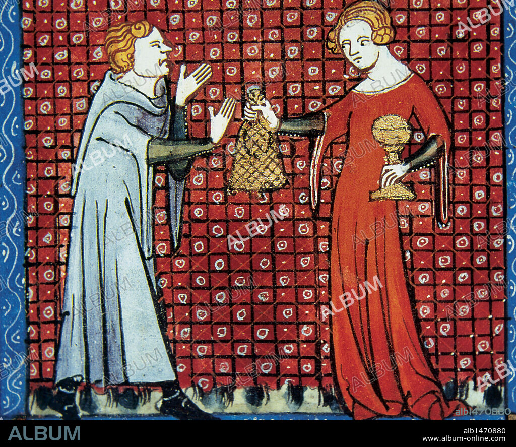 Barter. Miniature. 15th century of the poem 'Le Roman de la Rose' (13th century). Chateau de Chantilly. France.
