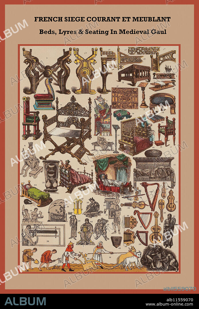 FRIEDRICH HOTTENROTH. French siege courant ET meublant beds, lyres & seating in medieval Gaul.