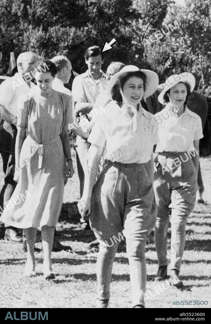 Princess Margaret And Mr. Peter Townsend -- Princess Margaret (on right) and Mr. Peter Townsend (centre facing camera in reer) photographed during the Royal Tour of South Africa in 1947.In South Africa in 1947 when the Queen then Princess Elizabeth, and Princess Margaret went horse riding, one of their escorts was--Townsend. March 22, 1955. (Photo by Topical Press).