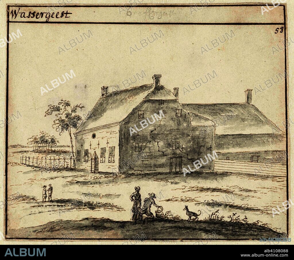 The House Wassergeest, near Lisse. Draughtsman: Hendrik Pola (attributed to). Dating: 1686 - 1748. Measurements: h 147 mm × w 175 mm.