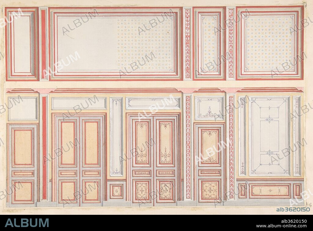 Two designs for wall panels. Artist: Jules-Edmond-Charles Lachaise (French, died 1897); Eugène-Pierre Gourdet (French, born Paris, 1820-1889). Dimensions: Overall: 13 9/16 x 19 13/16 in. (34.5 x 50.3 cm). Date: second half 19th century.