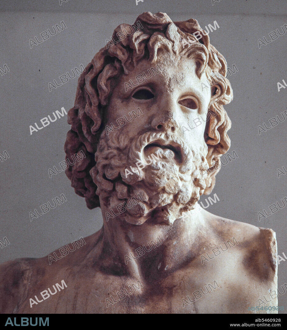 Busto de mármol de Asclepio, siglo II a.C. Museo Arqueológico Nacional de Atenas.