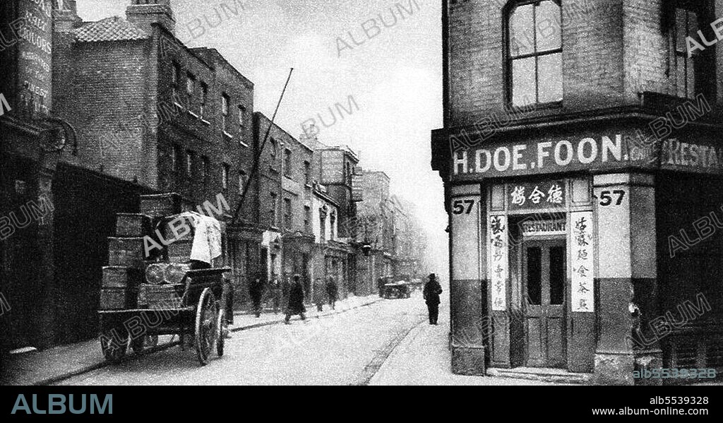 Limehouse, in Stepney, was London's first Chinatown.<The Chinese began settling in Limehouse before 1850, arriving as seamen or ship's launderers. By 1890 sailors from Shanghai were colonizing Pennyfields, Amoy Place and Ming Street, while those from Guangzhou (Canton) and southern China chose Gill Street and Limehouse Causeway, slightly further west. From the 1890s the Chinese community in the East End grew in size and spread eastwards, from the original settlement in Limehouse Causeway, into Pennyfields. The area provided for the Lascar, Chinese and Japanese sailors working the Oriental routes into the Port of London. The main attractions for these men were the opium dens, hidden behind shops in Limehouse and Poplar, and also the availability of prostitutes, Chinese grocers, restaurants and seamen's lodging-houses. Hostility from British sailors and the inability of many Chinese to speak English fostered a distinct racial segregation and concentrated more and more Chinese into Limehouse. From the 1970s, London's Chinatown was increasingly established further to the west, in Soho, centred on Gerrard Street.