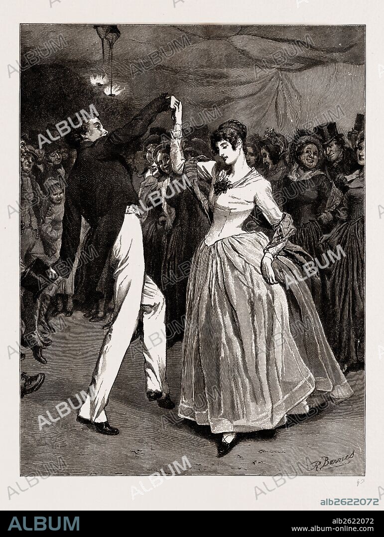 THE MAYOR OF CASTERBRIDGE, DRAWN BY ROBERT BARNES, WRITTEN BY THOMAS HARDY, 1886; "Farfrae was footing a quaint little dance with Elizabeth Jane.".