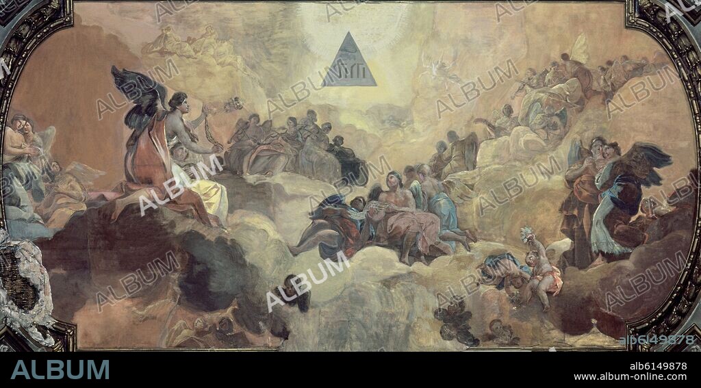 FRANCISCO DE GOYA y SALVADOR DALÍ. CUPULA DEL CORETO - ADORACION DEL NOMBRE DE DIOS POR LOS ANGELES.