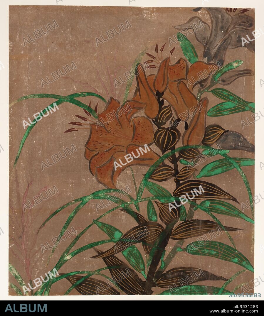 OGATA KENZAN (style). Tiger lilies and grass. Origin: Japan. Period: Edo period. Color and ink on paper. Date: 1663-1868.