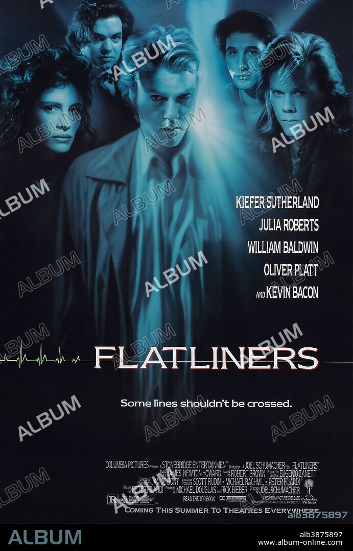 Poster of FLATLINERS, 1990, directed by JOEL SCHUMACHER. Copyright COLUMBIA PICTURES.