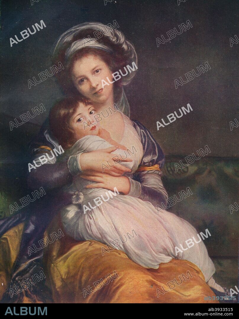 Self portairt of Louise Elisabeth Vigee Le Brun (1755-1842) with her daughter Jeanne-Lucie, 1786. Vigee Le Brun was an influential French painter of the 18th century. From A History of Painting Vol. VI [T. C. and E. C. Jack, London & Edinburgh, 1911].