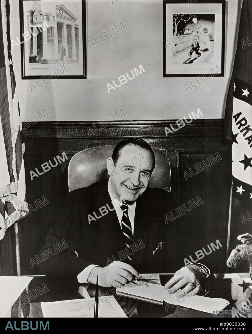 Arkansas: circa 1957, Portrait of Orval E. Faubus, the Governor of Arkansas who ordered the Arkansas National Guard to prevent African American students from attending Little Rock Central High School.