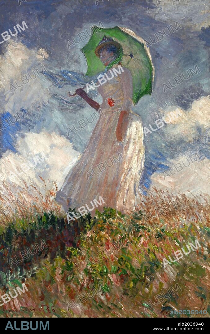 Claude Monet / 'Mujer con sombrilla', 1886, Óleo sobre lienzo, 131 × 88 cm.