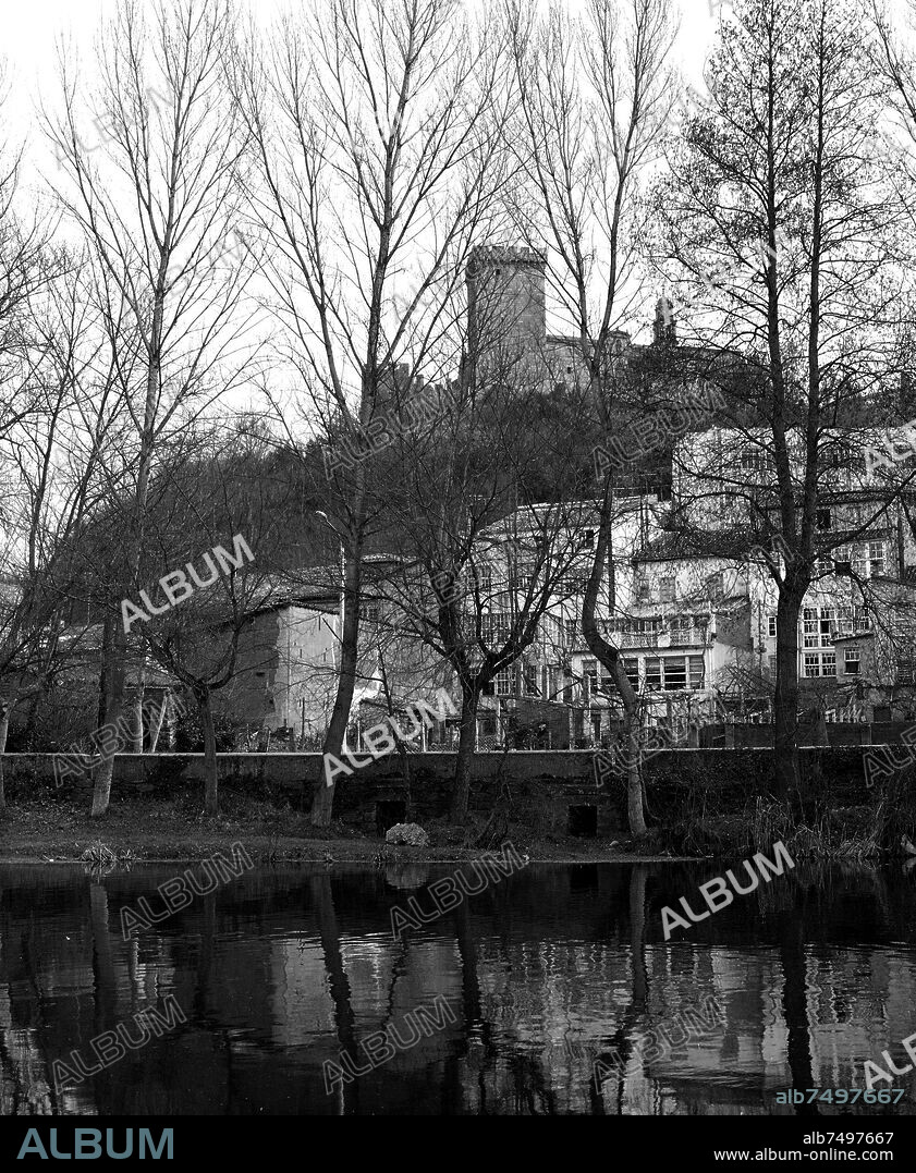 CONJUNTO MONUMENTAL DE LOS RESTOS DEL CASTILLO DE LOS CONDES DE LEMOS Y DEL MONASTERIO DE SAN VICENTE DEL PINO - FOTOGRAFIA EN BLANCO Y NEGRO - AÑOS 6.
