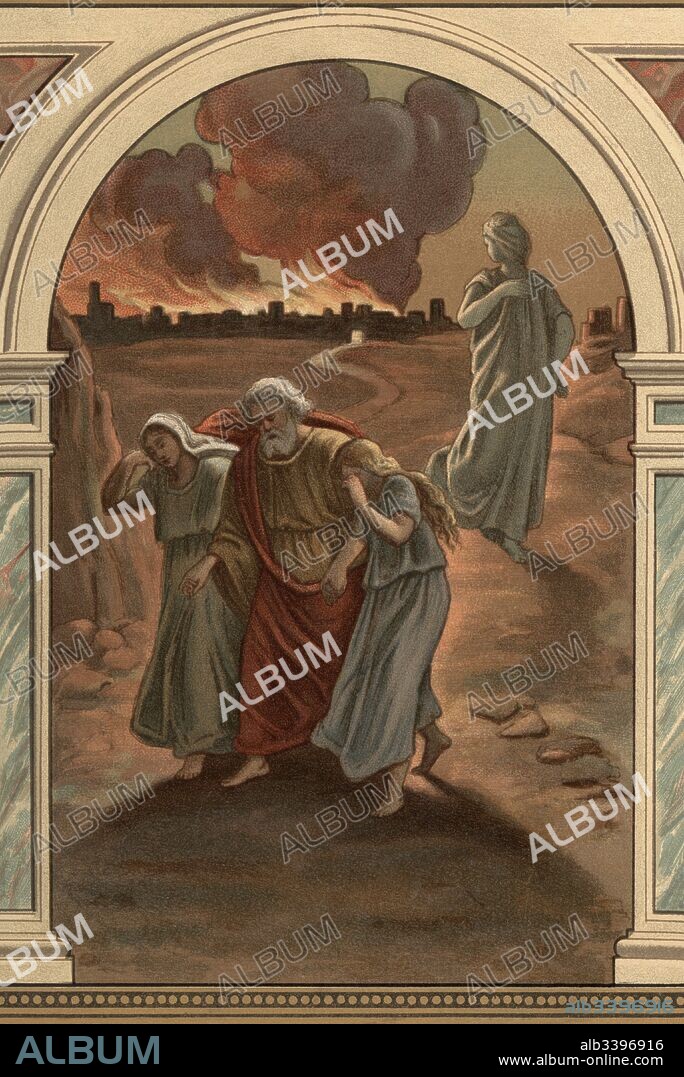 Historia Sagrada. Antiguo Testamento. Edith, esposa de Lot, convertida en estatua de sal tras su partida de Sodoma y Gomorra.