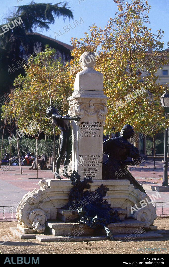 MIGUEL BLAY (1866-1936). MONUMENTO CONMEMORATIVO A DON RAMON MESONERO ROMANOS - 1914 - PARTE POSTERIOR.