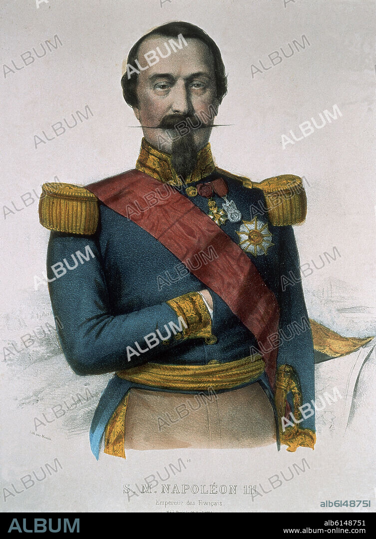 NICOLAS-EUSTACHE MAURIN. LITOGRAFIA-NAPOLEON III-EMPERADOR FRANCES(CARLOS LUIS NAPOLEON BONAPARTE) 1808/73.
