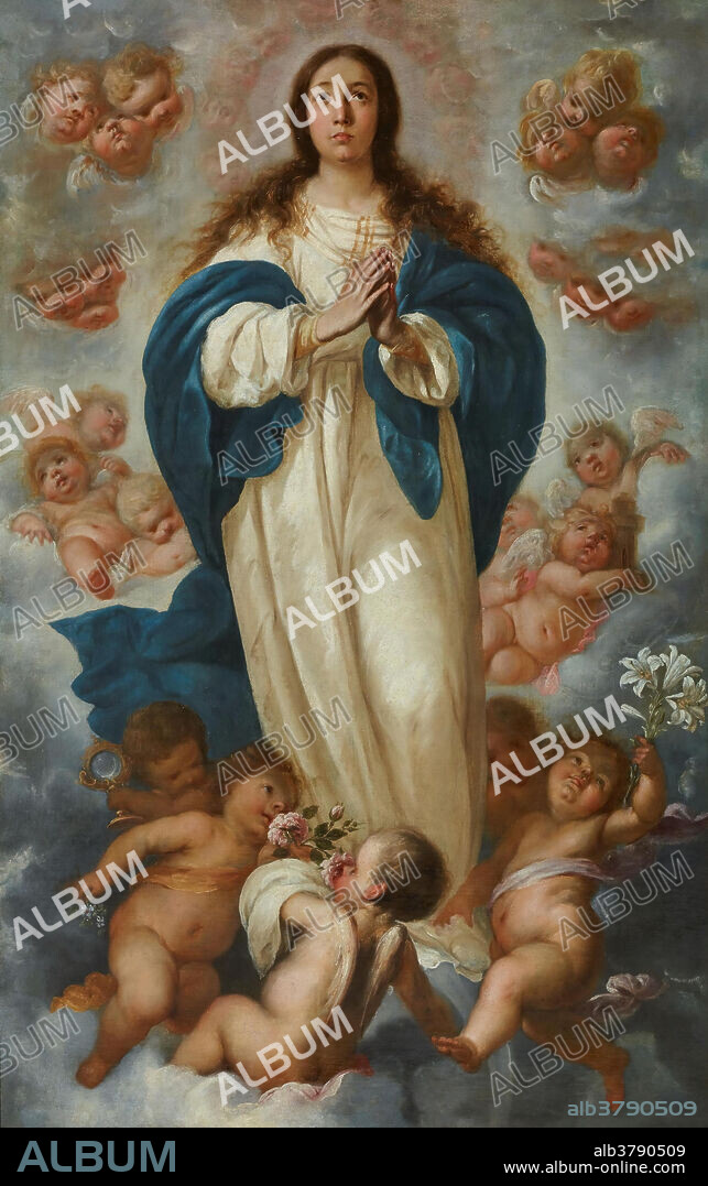FRANCISCO HERRERA EL MOZO. Francisco de Herrera el Mozo / 'La Inmaculada Concepción'. Hacia 1670. Óleo sobre lienzo, 165 x 105 cm.