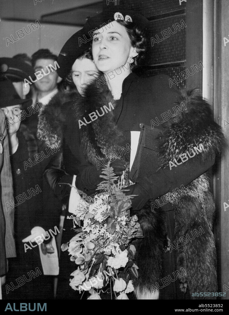 Duchess of Kent Attends Festival Of Youth In London's East End -- The Duchess of Kent with her bouquet when she arrived at the Hall.The Duchess of Kent attended the Festival of Youth organised at the East India Hall, Poplar, East End of London, and watched a physical fitness display. December 8, 1938.