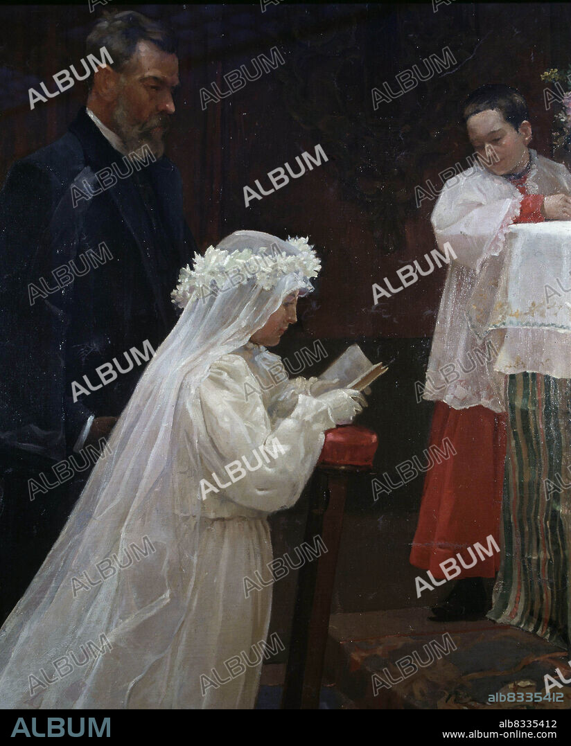 PABLO PICASSO. PICASSO , PABLO RUIZ. PINTOR ESPAÑOL.MALAGA 1881 - 1973. " PRIMERA COMUNION " DETALLE , AÑO 1896. MUSEO PICASSO .BARCELONA. ATENCION: AUTOR CONTEMPORANEO SUJETO A COPYRIGHT ©. EL CLIENTE FINAL ES RESPONSABLE DE LA GESTION DE LOS DERECHOS DE AUTOR CON LAS SOCIEDADES EXISTENTES DE GESTION DE DERECHOS O DIRECTAMENTE CON LOS ORGANISMOS TITULARES DE LOS MISMOS.