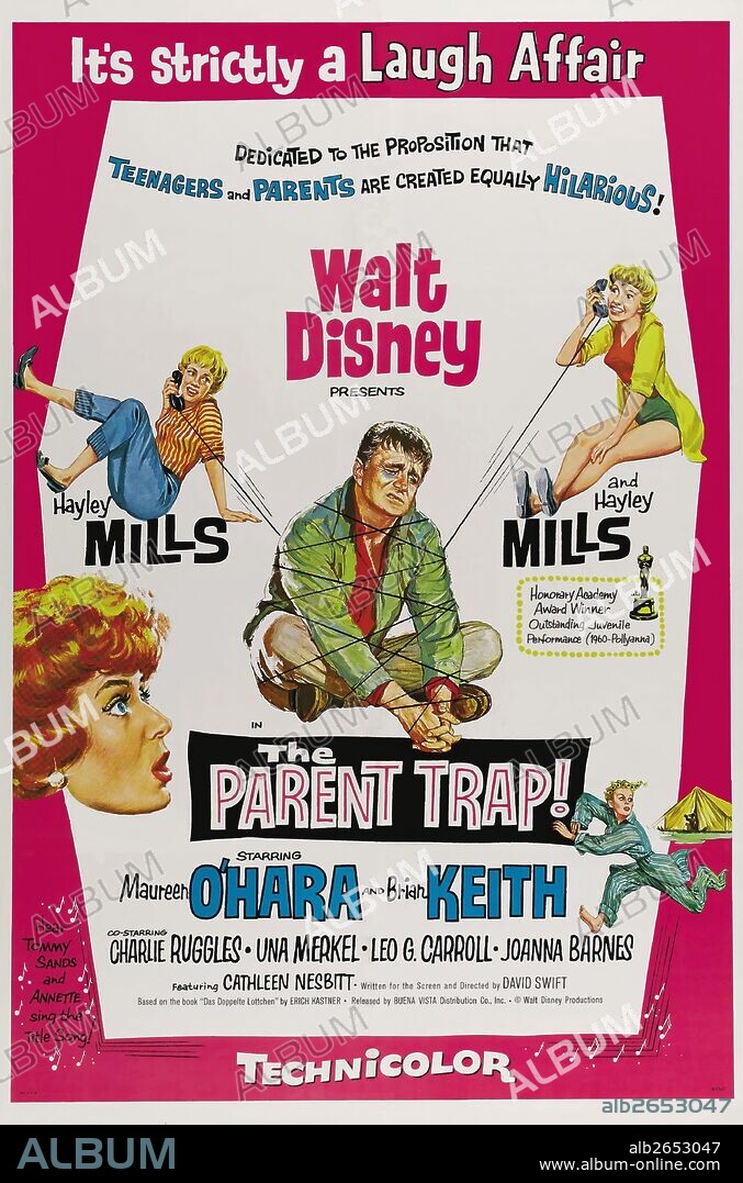 Poster of THE PARENT TRAP, 1961, directed by DAVID SWIFT. Copyright WALT DISNEY PICTURES.
