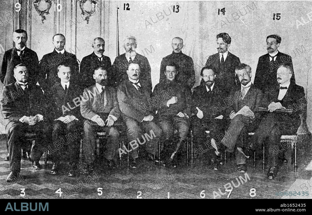 War cabinet of the Provisional Government of Russia, under Alexander Kerensky, who took over the leadership of the government on 24 July 1917. Kerensky himself sits at position no 1.