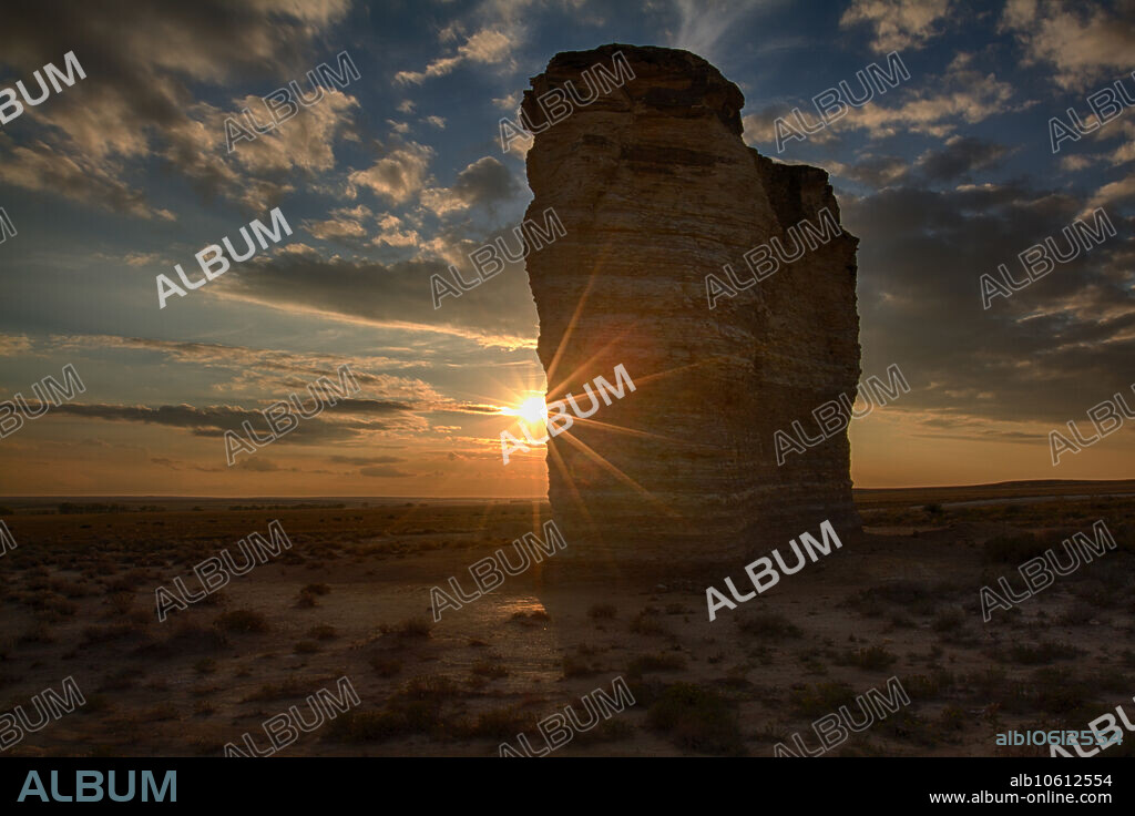 Monument Rocks National Natural Landmark near Oakley, Kansas. These chalk layers were deposited in the Western Interior Seaway over 80 million years ago. Wind and water then carved them into the shapes we see today.