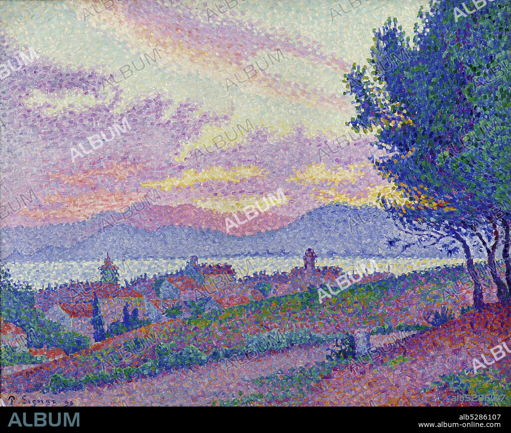 PAUL SIGNAC. Vue de Saint-Tropez, coucher de soleil au bois de pins.