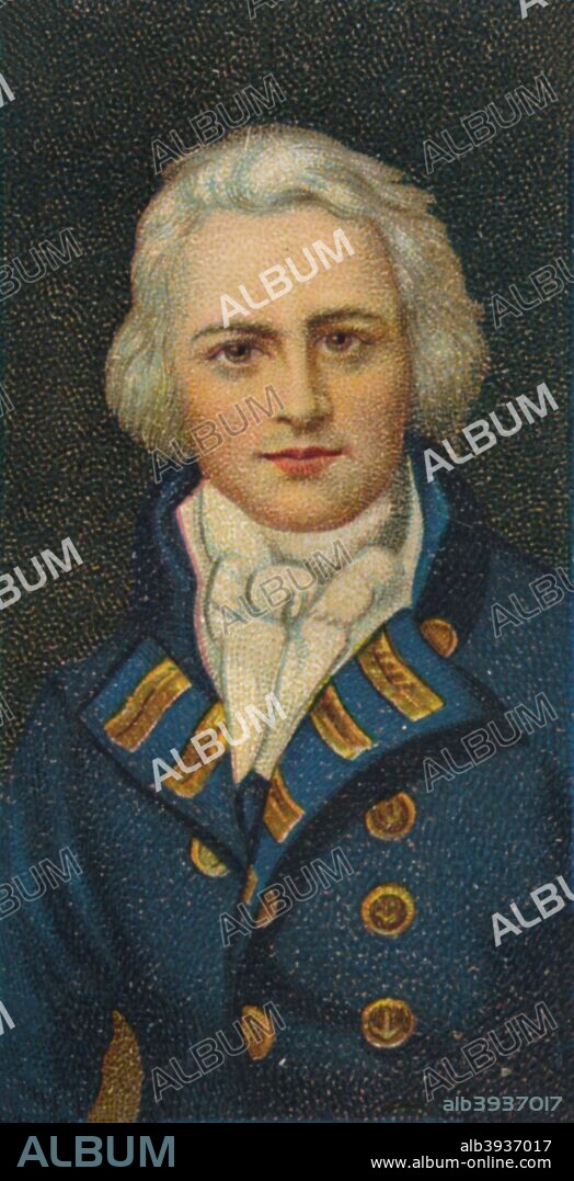 Admiral Sir Graham Moore (1764-1843) British sailor and a career officer in the Royal Navy, 1792. After a painting by Sir Thomas Lawrence (1769-1830), 1792. From 'Chairman & Vice-Chair Miniatures' cigarette cards, first series, produced by R. J. Lea, Ltd., Manchester, 1912.