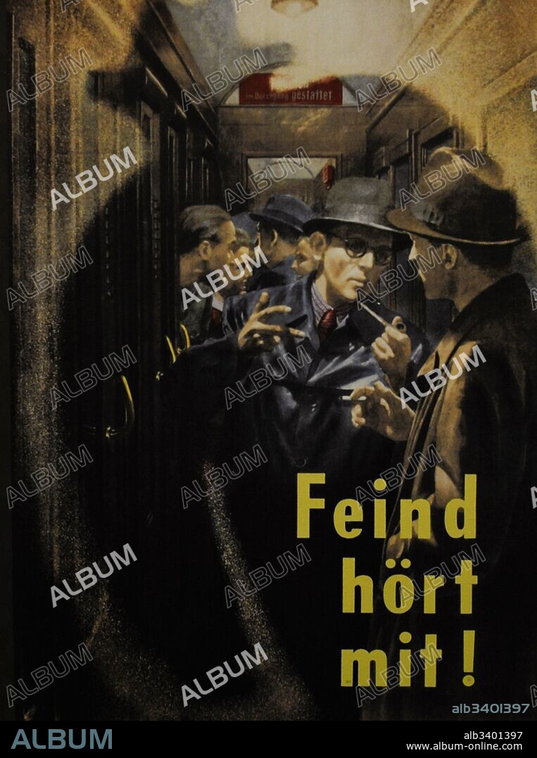 Historia de Alemania. Cartel ¡El enemigo escucha! Animaba a la gente a estar vigilante a causa de la presencia de espías enemigos.