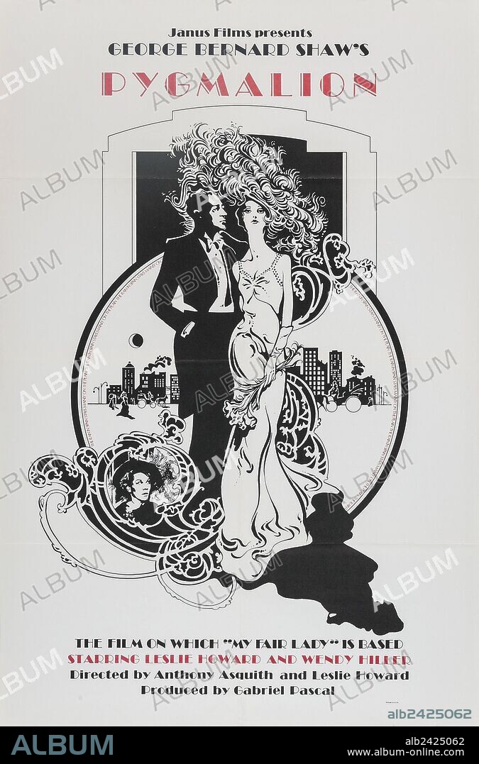 Poster of PYGMALION, 1938, directed by ANTHONY ASQUITH. Copyright GABRIEL PASCAL.