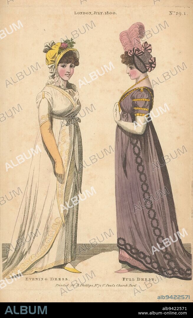 Magazine of Female Fashions of London and Paris, publisher: Richard Phillips, (mentioned on object), print maker: anonymous, publisher: London, print maker: England, Jul-1800, paper, etching, height 213 mm × width 130 mm.