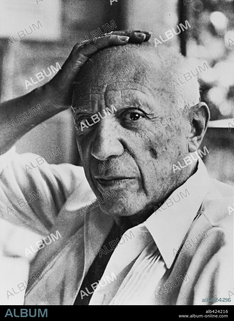 Pablo Picasso (1881-1973). Retrato de la pelicula "El Misterio de Picasso" dirigida por Henri Georges Clouzot 1956.