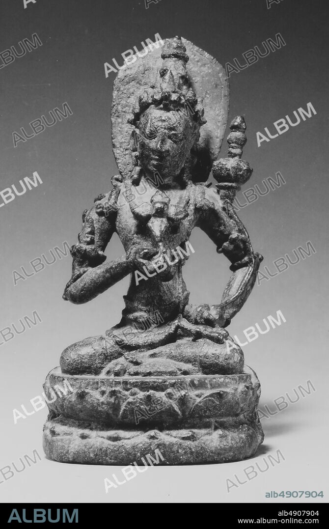 Seated Male Deity Holding a Double Vajra, Indonesia (Java, Ngandjuk), Eastern Javanese period, Date last quarter of the 10th century, Indonesia (Java, Ngandjuk), Bronze, H. 4 5/16 in. (11 cm), Sculpture.