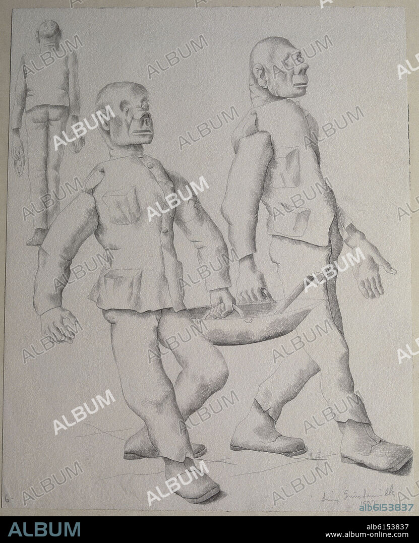 LUIS QUINTANILLA ISASI (1893-1978). DIBUJO-PRISIONEROS ALEMANES.GUERRA CIVIL ESPAÑOLA 1937.