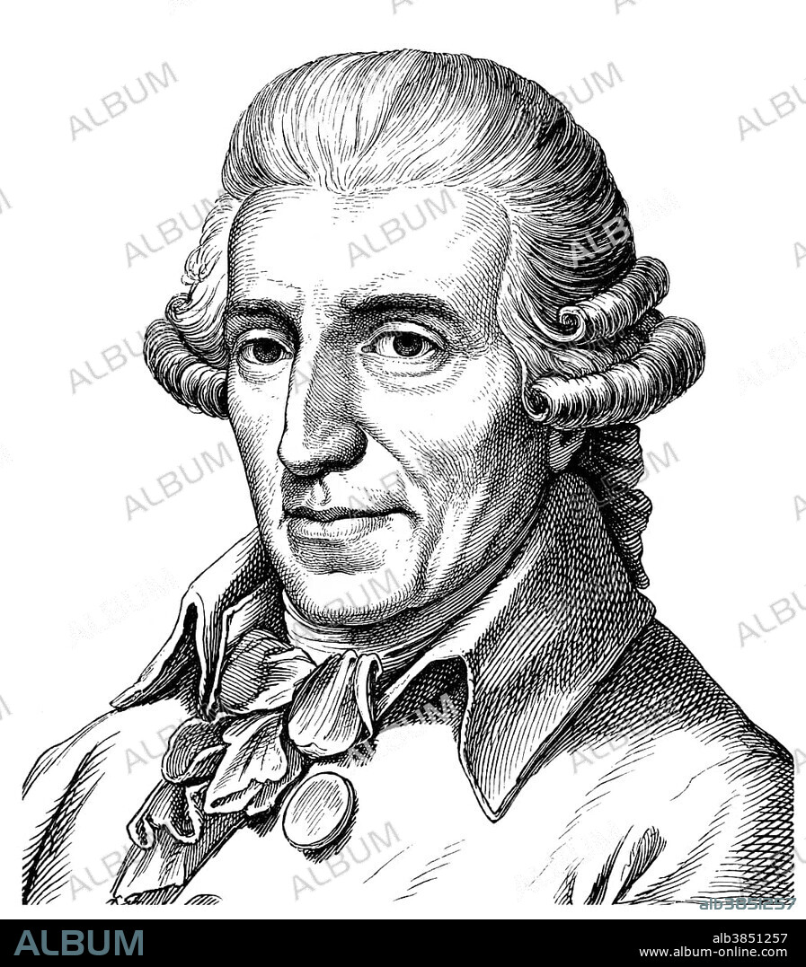 Historical drawing from the 19th century, portrait of Franz Joseph Haydn, 1732 - 1809, an Austrian composer and leading representative of the Viennese Classical