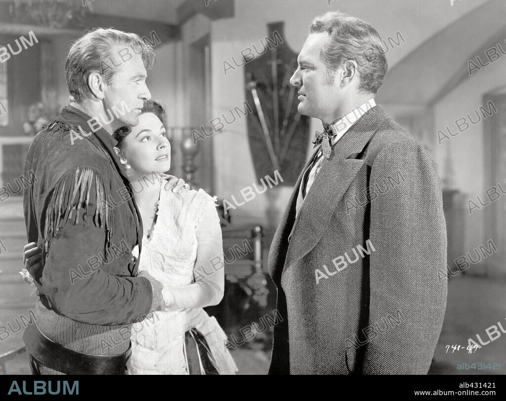 GARY COOPER, LEIF ERICKSON and RUTH ROMAN in DALLAS, 1950. Copyright WARNER BROTHERS.