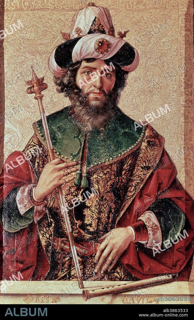BERRUGUETE , PEDRO. PINTOR ESPAÑOL , PAREDES DE NAVA 1450-1504. EL REY DAVID .. TABLA DEL RETABLO DE LA IGLESIA DE SANTA EULALIA DE PAREDES DE NAVA . PALENCIA.