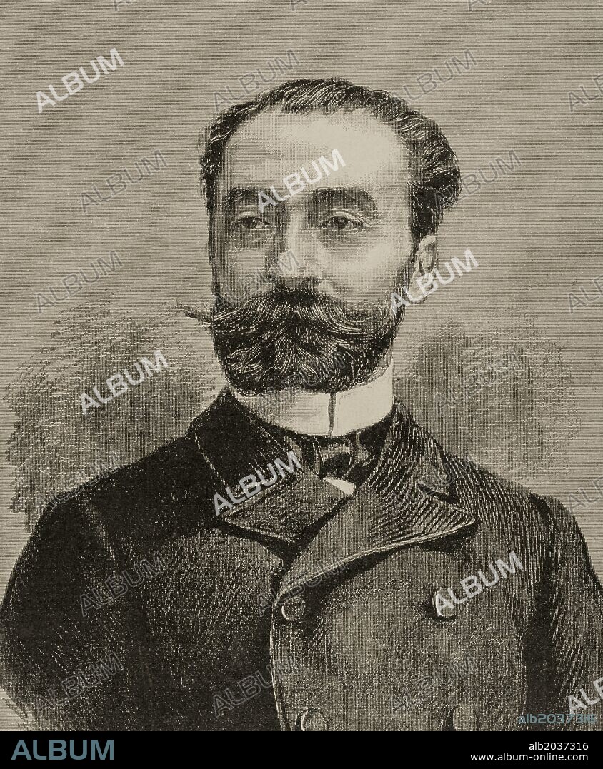 MARIE FRANÇOIS SADI CARNOT (1837-1894). Conocido como Sadi Carnot. Político francés, presidente de la Tercera República de Francia de 1887 hasta su asesinato en 1894. Grabado. " La Ilustración", año 1887.