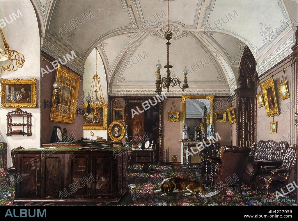 KONSTANTIN UKHTOMSKY. 'Interiors of the Winter Palace. The Study of Grand Prince Nikolai Nikolayevich'. Russia, 1856. Dimensions: 23,2x33,7 cm.
