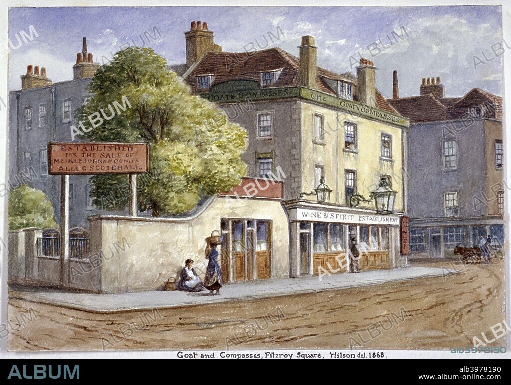 View of the Old Goat and Compasses Inn on Marylebone Road, London, 1868.