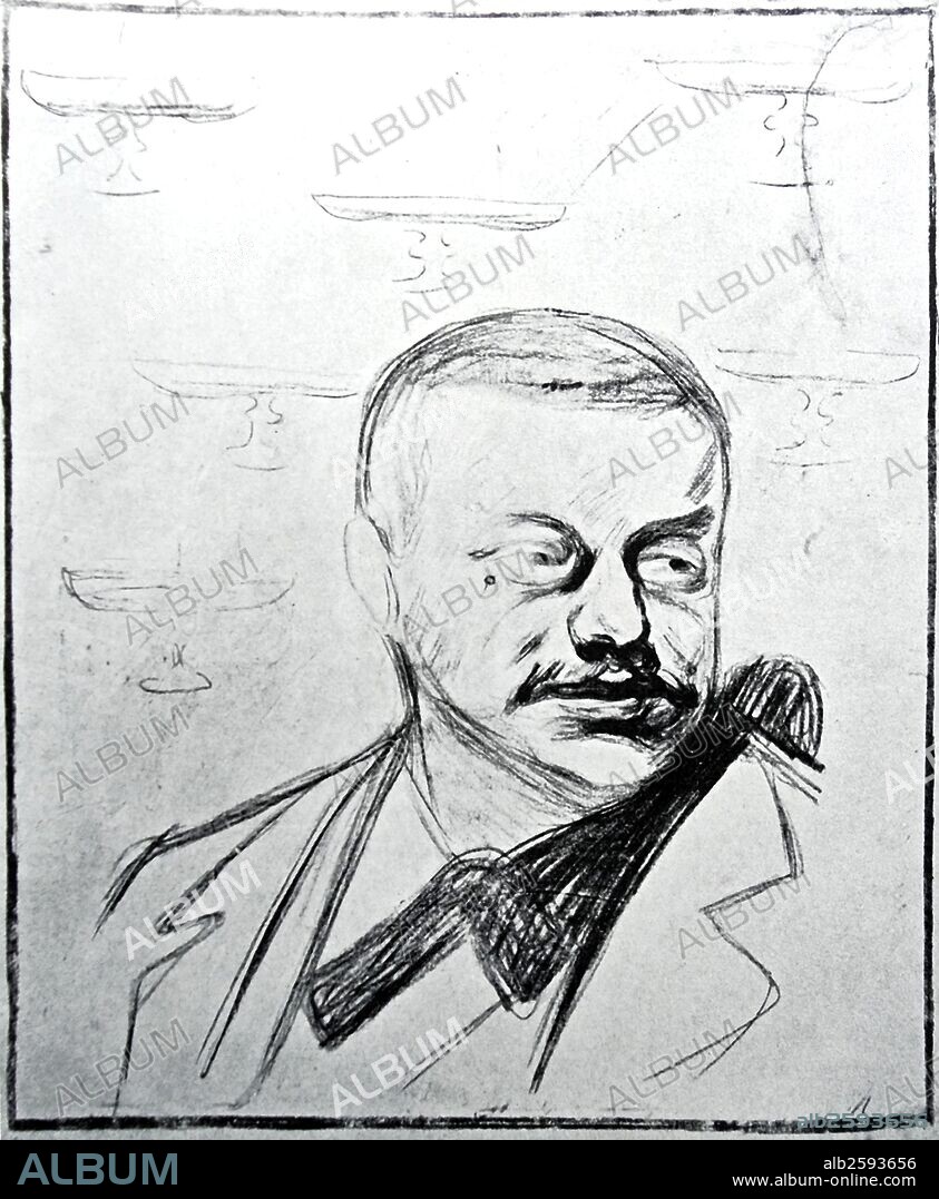 Portrait of Gunnar Heiberg by Norwegian artist Edvard Munch (1863-1944). This work was produced in 1943.