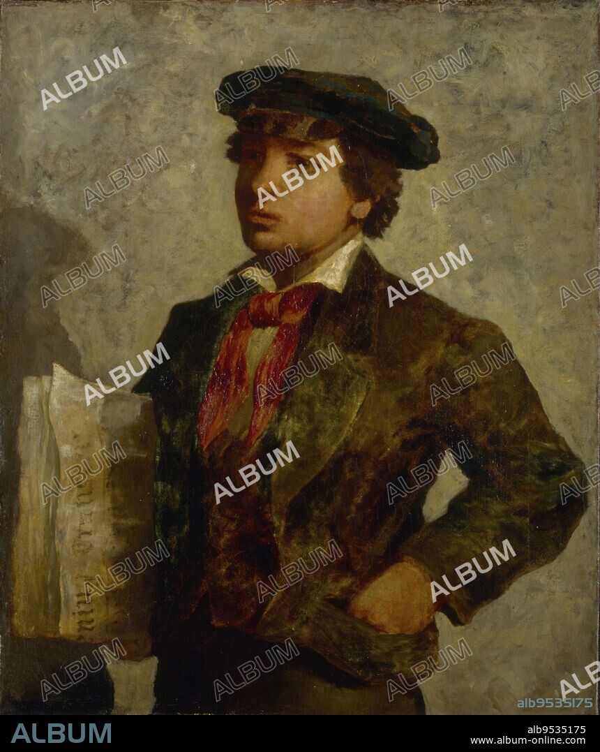 EDWARD MITCHELL BANNISTER. Newspaper Boy. oil on canvas. Date: 1869.