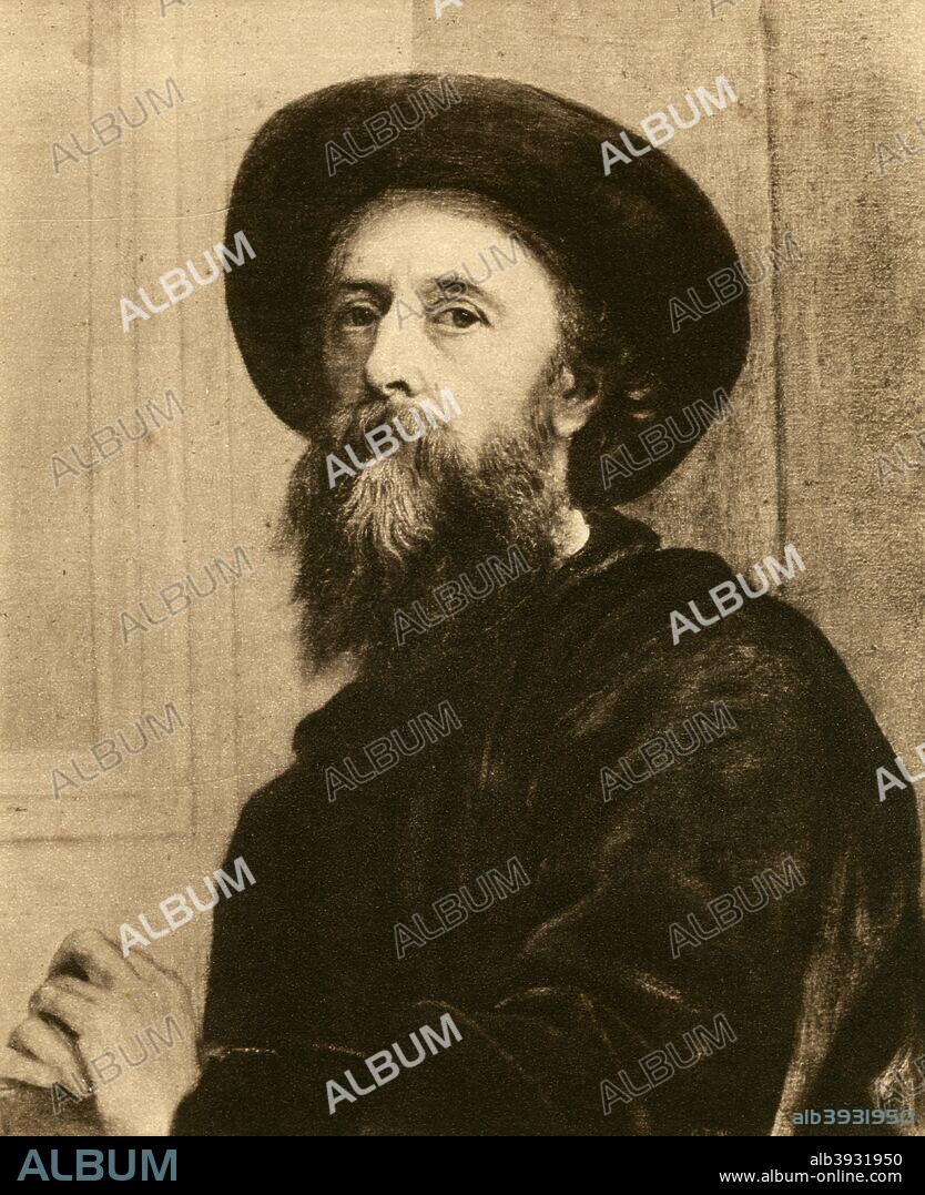 George Frederic Watts, English Victorian painter and sculptor, (1913). Watts (1817-1904) is associated with the Symbolist movement. Supplement to The Bookman, 1913.