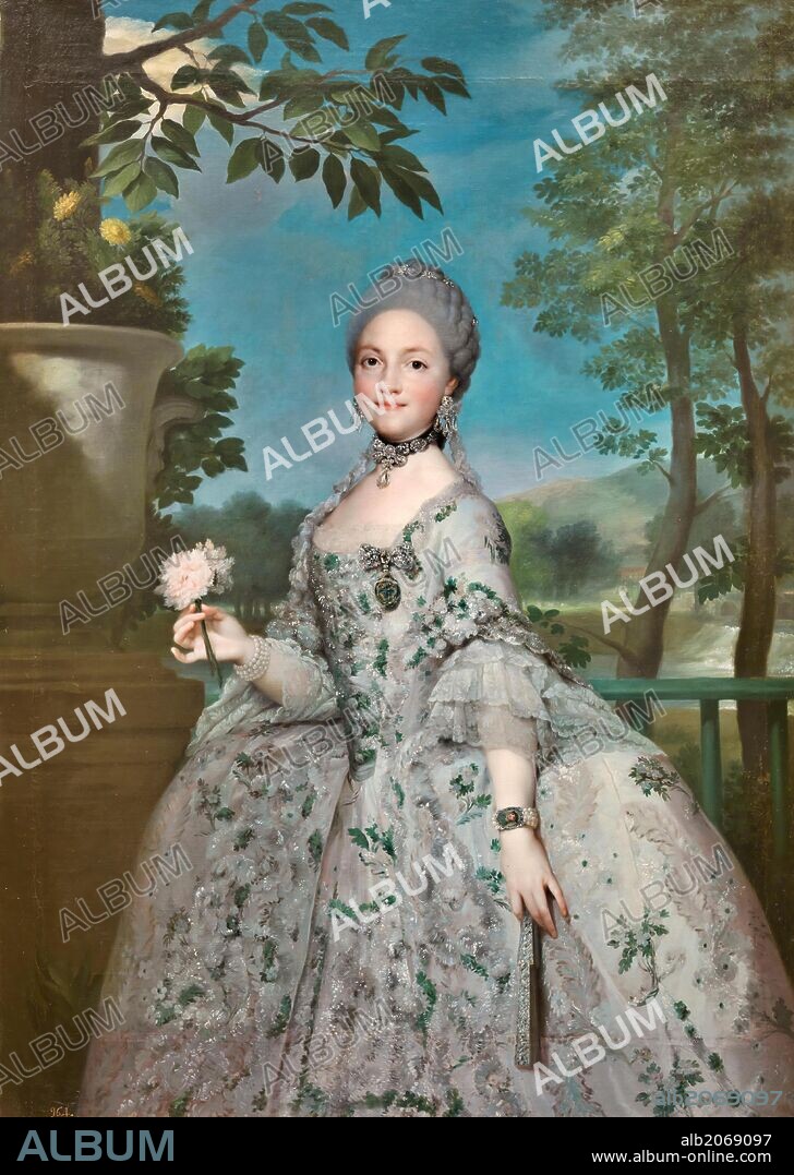 ANTON RAPHAEL MENGS. Anton Rafael Mengs / 'María Luisa de Parma, princesa de Asturias', Hacia 1765, Escuela Alemana, Óleo sobre Lienzo, 152,1 cm x 110,5 cm, P02189.