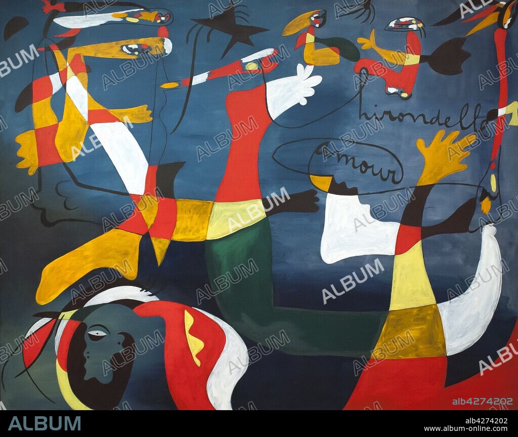 JOAN MIRÓ. Joan Miró / 'Hirondelle Amour', 1933-1934, Óleo sobre lienzo, 199,3 x 247,6 cm.