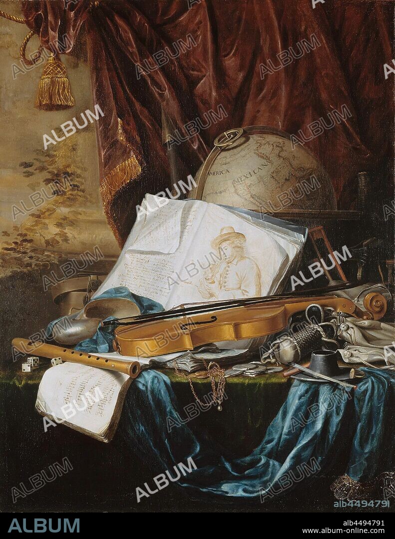 PIETER DE RING. Still Life with musical instruments.