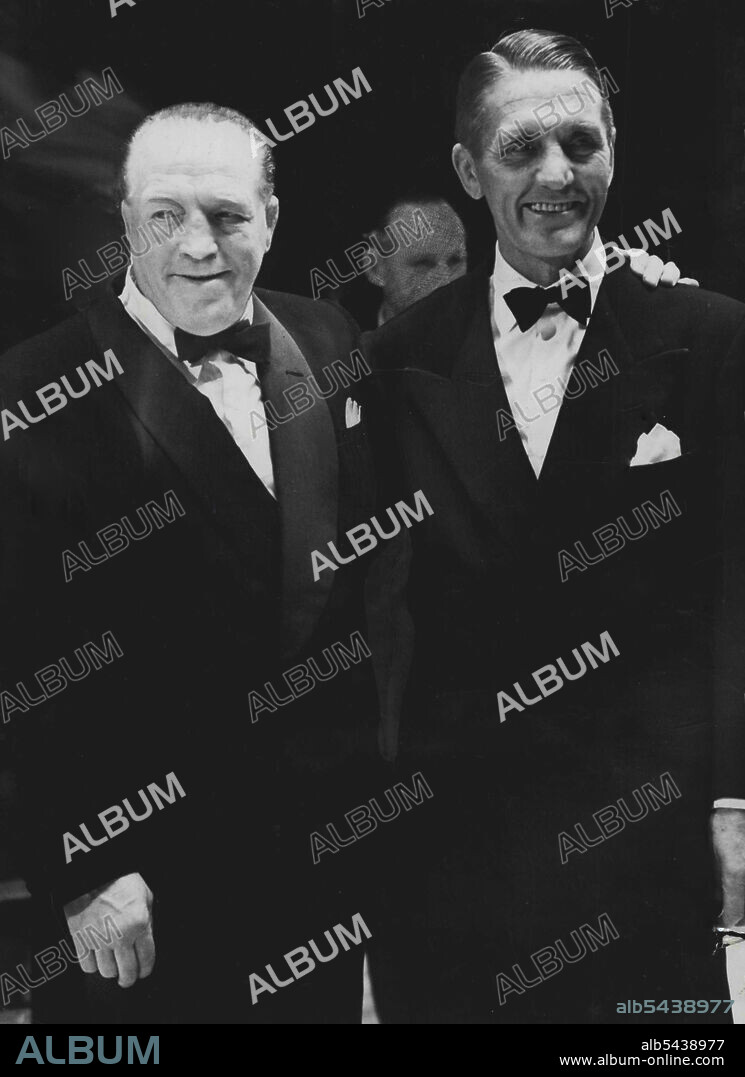 Ted "Kid" Lewis and old rival Georges Carpentier at Lewis benefit night in London in 1950. Old time fight rivals, rivals, Ted (Kid) Lewis, on the left and Georges Carpentier meet again at the London Empress Hall. Frenchman Carpentier knocked out Lewis when they fought 28 year ago. September 30, 1950. (Photo by Daily Mail Contract Picture);Ted "Kid" Lewis and old rival Georges Carpentier at Lewis benefit night in London in 1950. Old time fight rivals, rivals, Ted (Kid) Lewis, on the left and Geor.