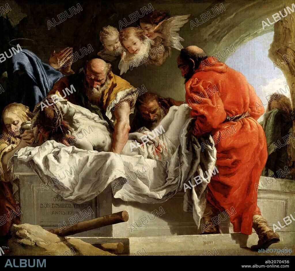 Giandomenico Tiepolo / 'Entierro de Cristo', 1772, Escuela Italiana, Óleo sobre Lienzo, 124 cm x 144 cm, P00362.